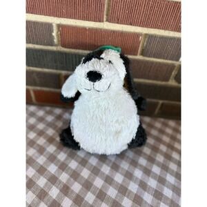 TUM Tums Plush Stuffed Dog Black White Zipper Pocket